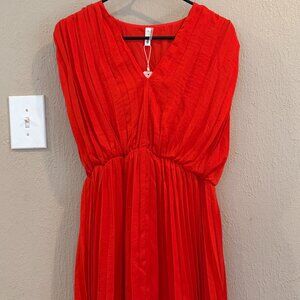 Pleated Orange Mini dress